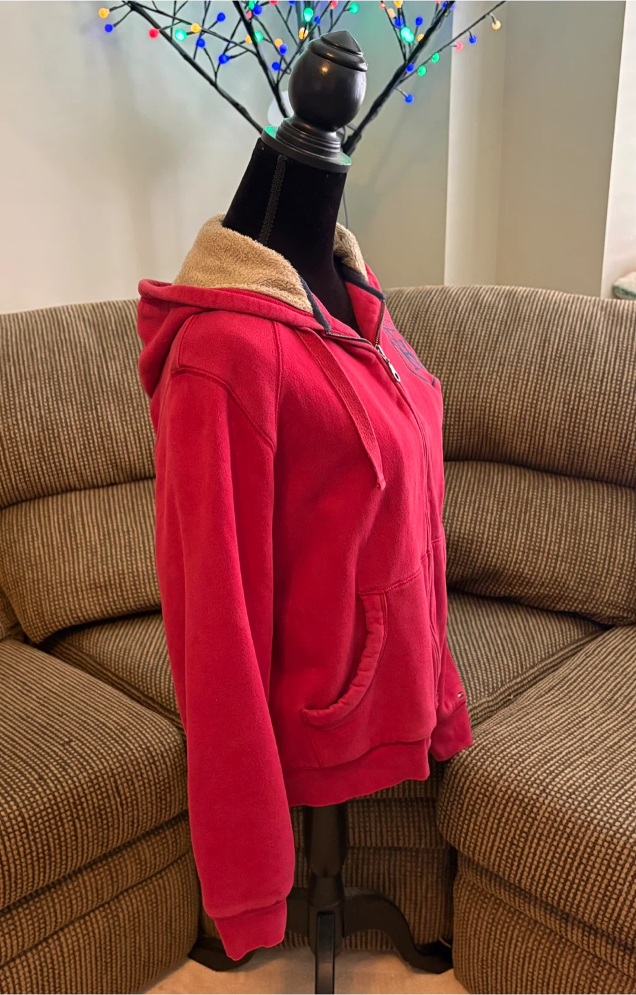 ✨✨Tommy Hilfiger Red Sherpa Lined Zip-Up Hoodie - photo 3