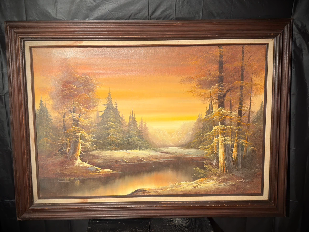 Huge Vintage 1970s L. Wagner  Oil  Painting -