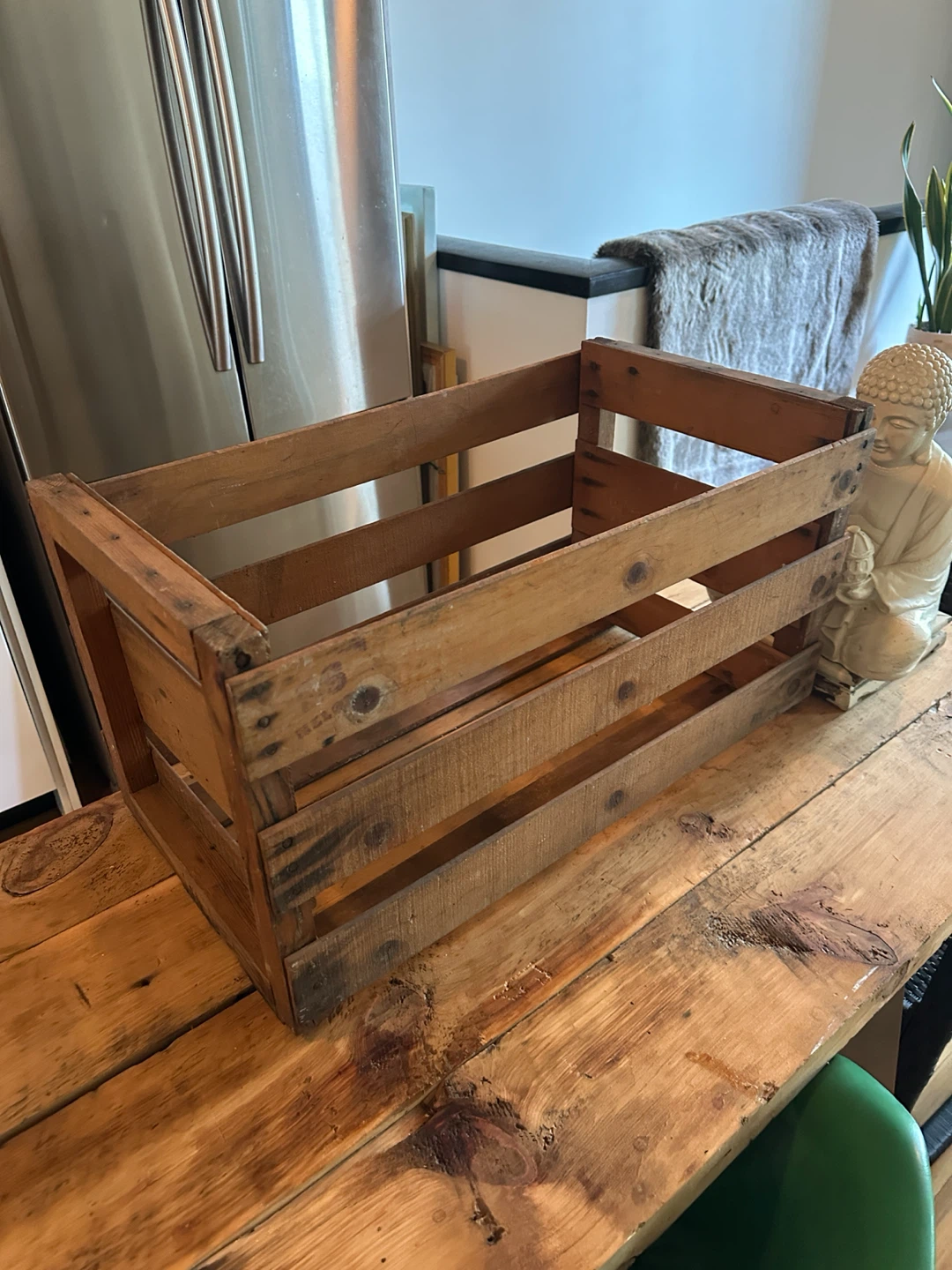 VINTAGE RUSTIC WOOD STORAGE DISPLAY CRATE ANTIQUE BOX