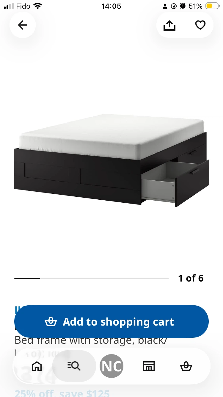 Brimnes Black King Bed Frame with Storage Drawers - photo 2