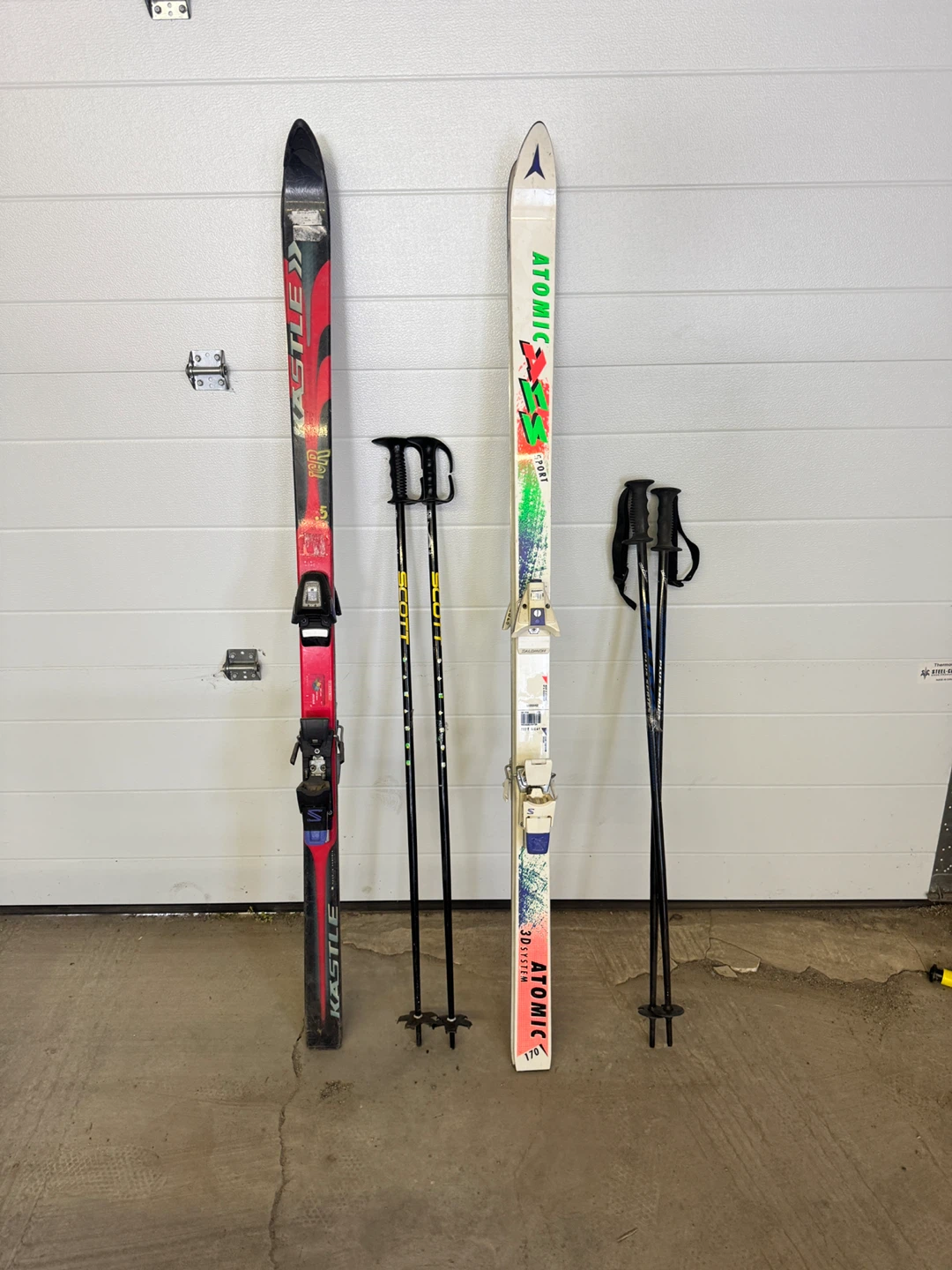 Vintage Skis with Poles
