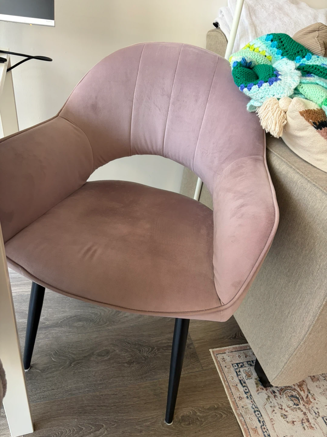2x Structube Bailey Velvet Dining Armchair - Lavender Purple - photo 2