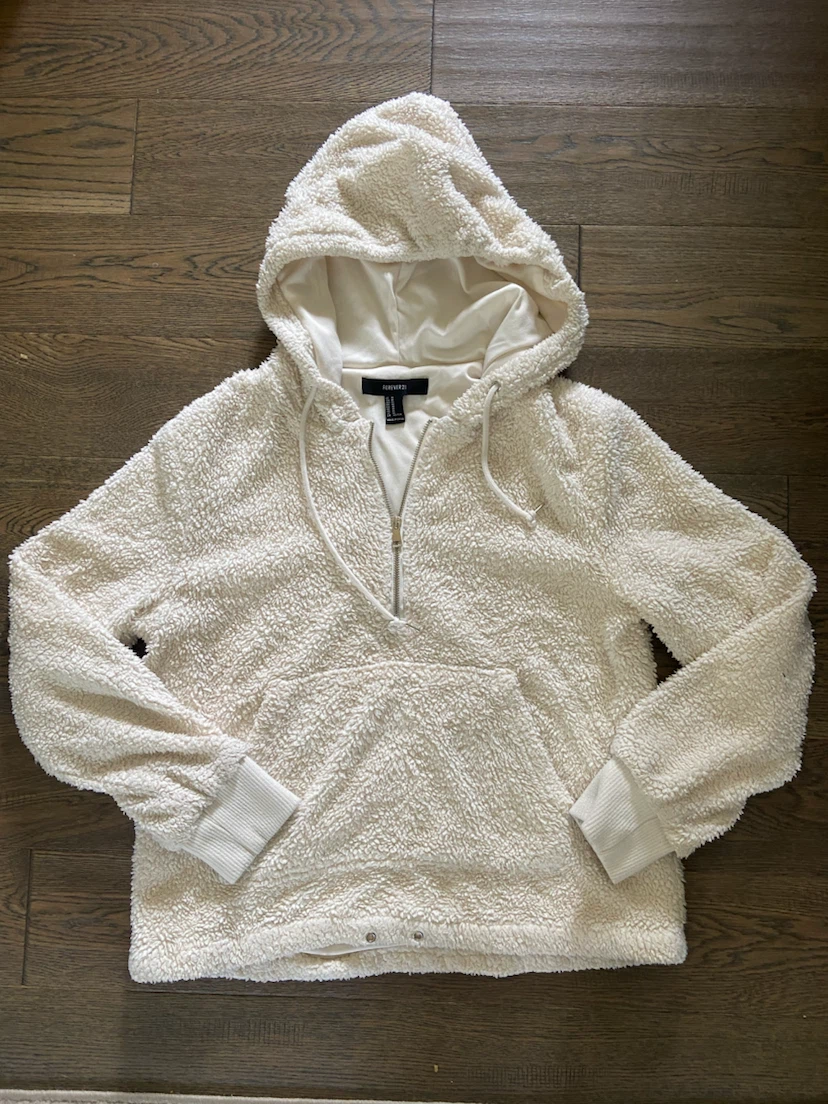 Forever 21 Sherpa Quarter-Zip Hoodie M