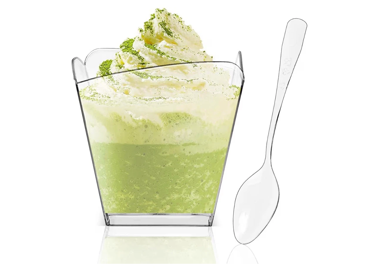 100 Clear Plastic Dessert Cups with Spoons - photo 2