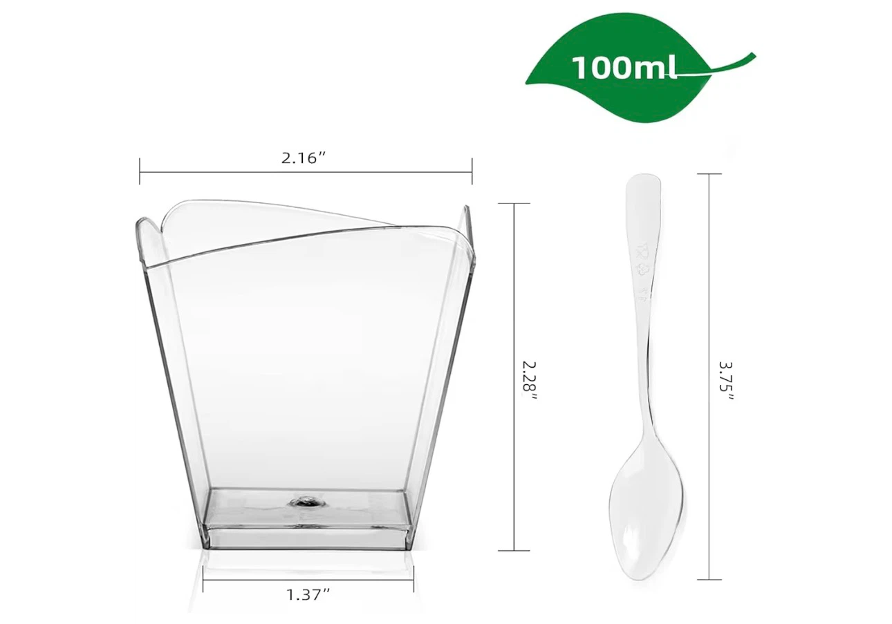 100 Clear Plastic Dessert Cups with Spoons - photo 3