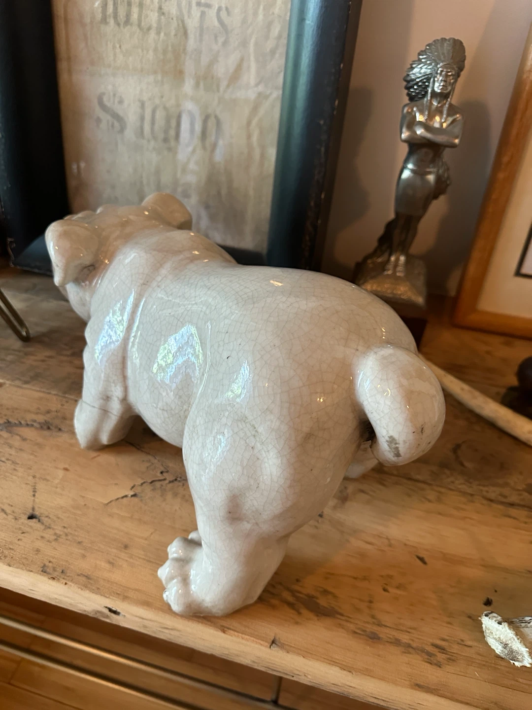 ANTIQUE BULL DOG CERAMIC FIGURINE VINTAGE ART DISPLAY - photo 3