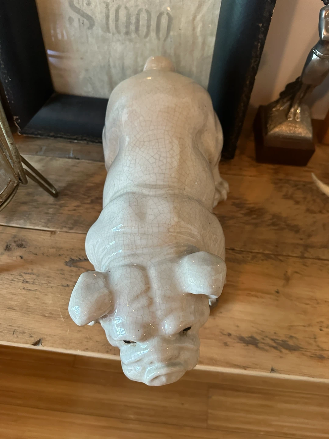 ANTIQUE BULL DOG CERAMIC FIGURINE VINTAGE ART DISPLAY - photo 5