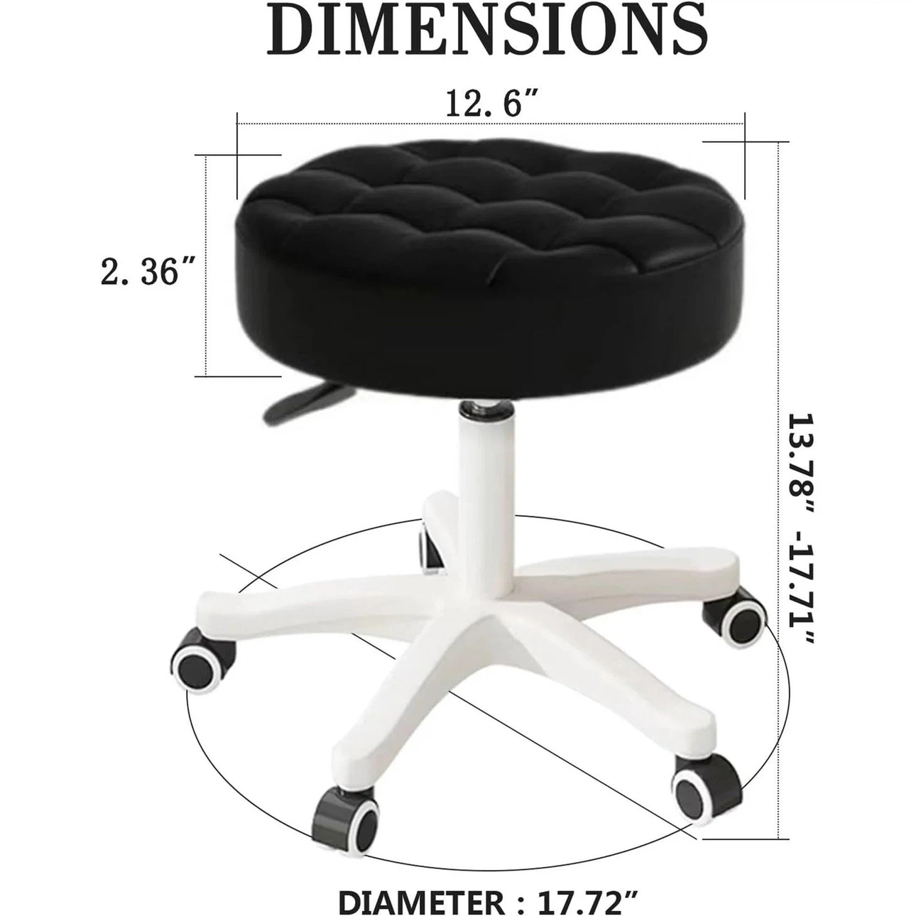 Adjustable Rolling Stool - Black - photo 4