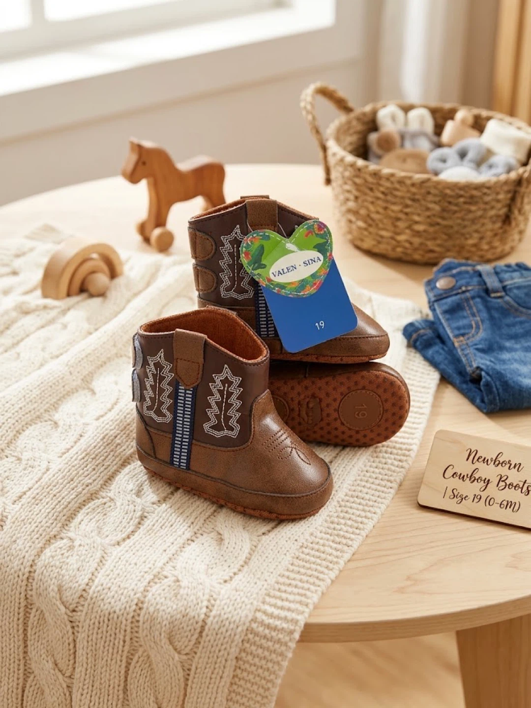 NWT Valen & Sina Baby Cowboy Boots -  Crib Shoes