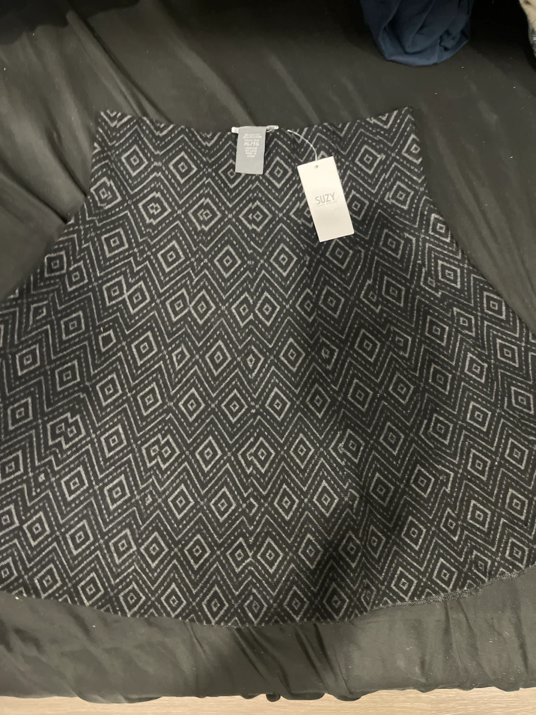 Suzy Women's Skirt - Black Diamond Pattern - XL/16