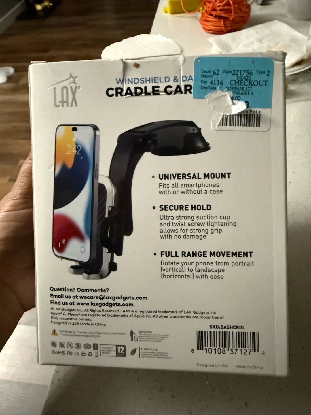 LAX Windshield & Dashboard Cradle Car Mount - photo 4