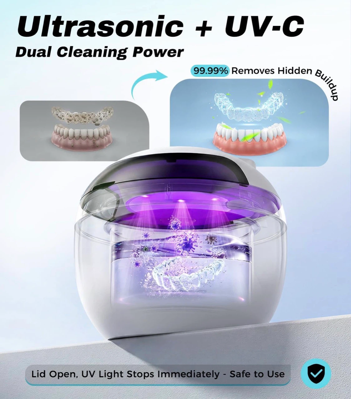 Limpiador ultrasónico de retenedores Hatorie con UV-C