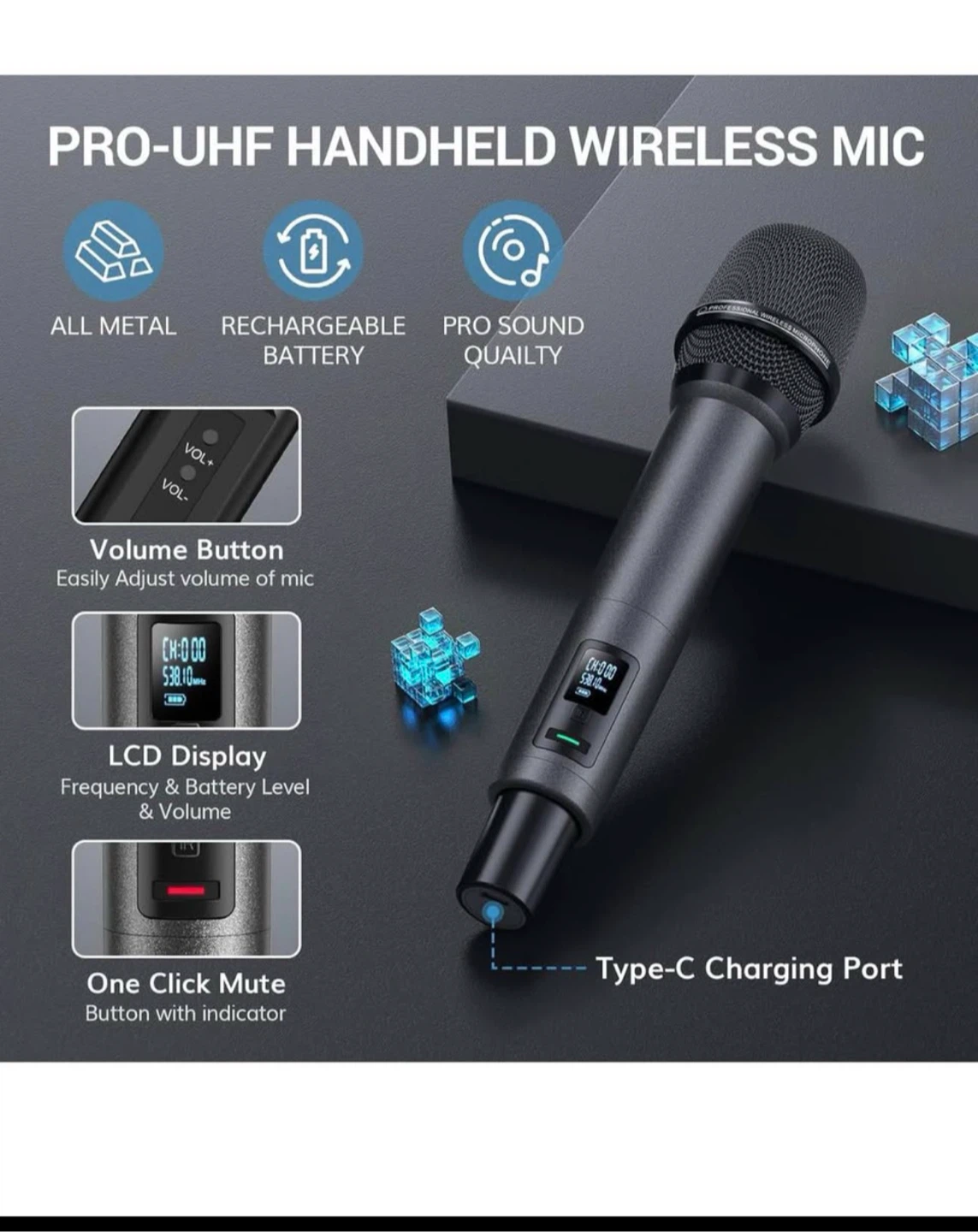 TONOR PRO-UHF Wireless Microphone System with 2 Microphones - photo 5