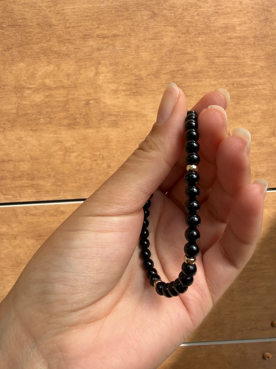 Black Beaded Bracelet with Gold Accents - photo 2