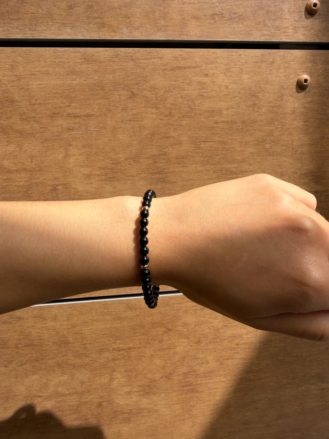 Black Beaded Bracelet with Gold Accents - photo 3