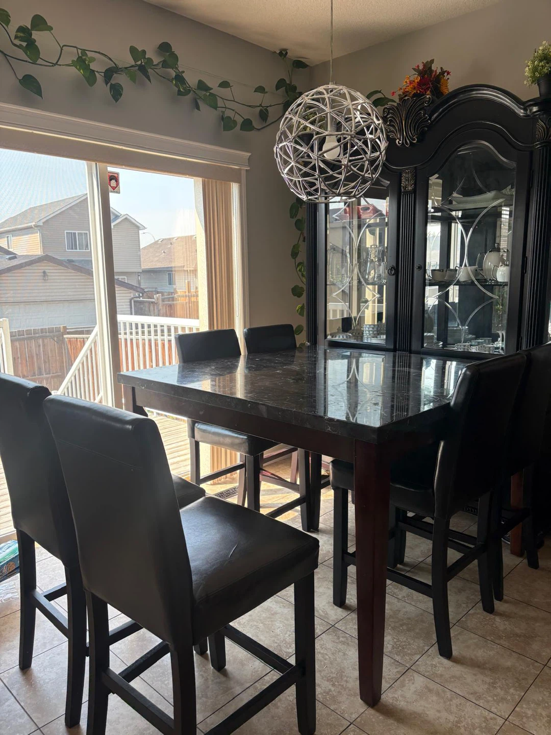 Black China Cabinet and dining table with 6 chairs - photo 2