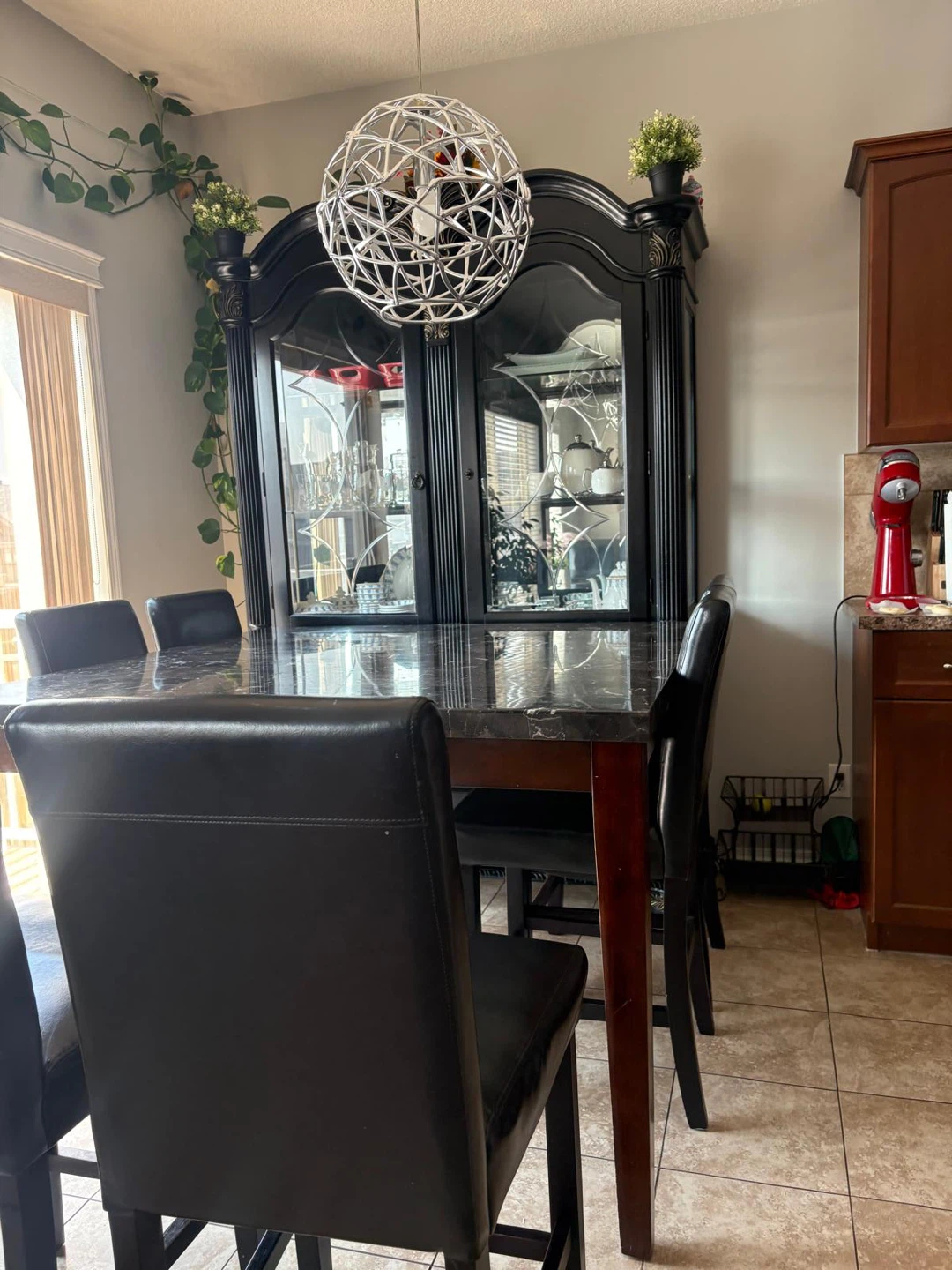 Black China Cabinet and dining table with 6 chairs - photo 3