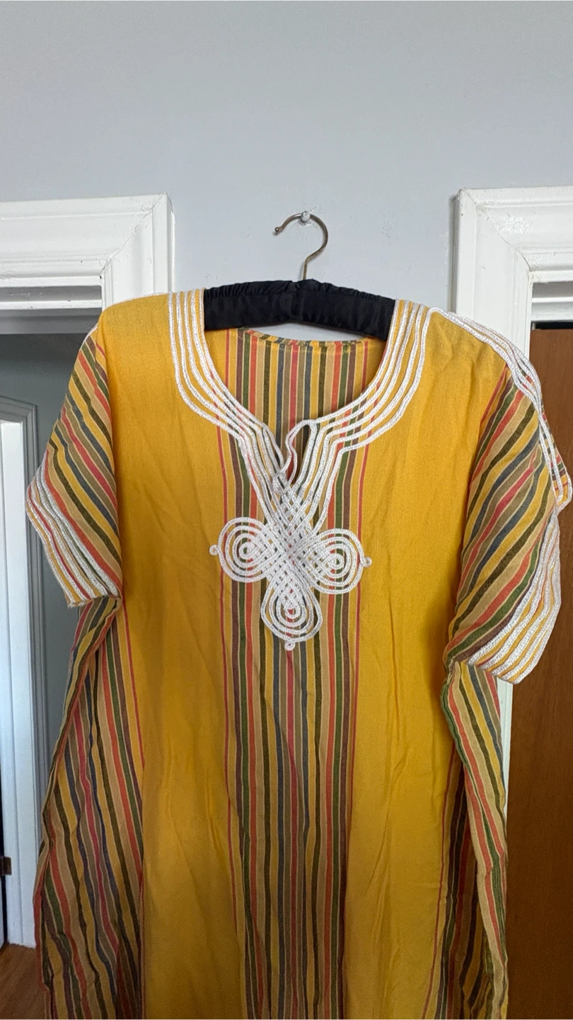 Yellow Striped Kaftan Dress - photo 3