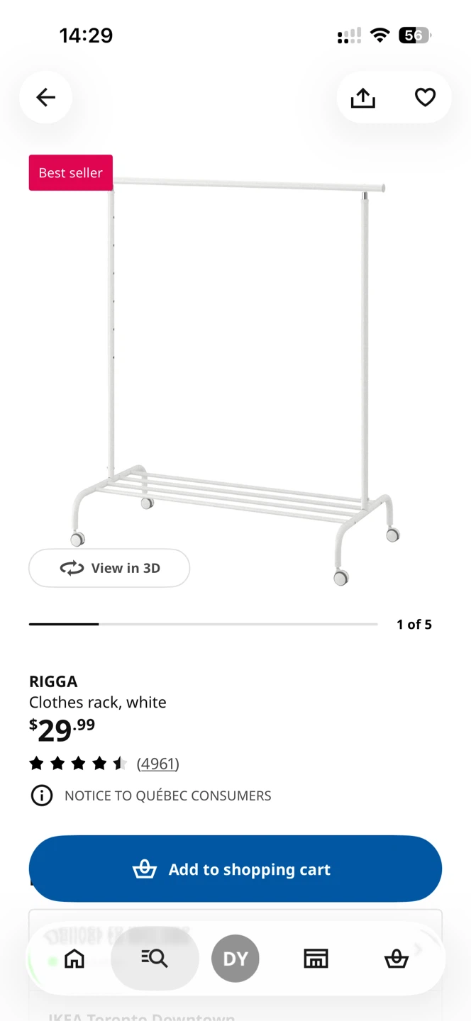 RIGGA Clothes rack, white