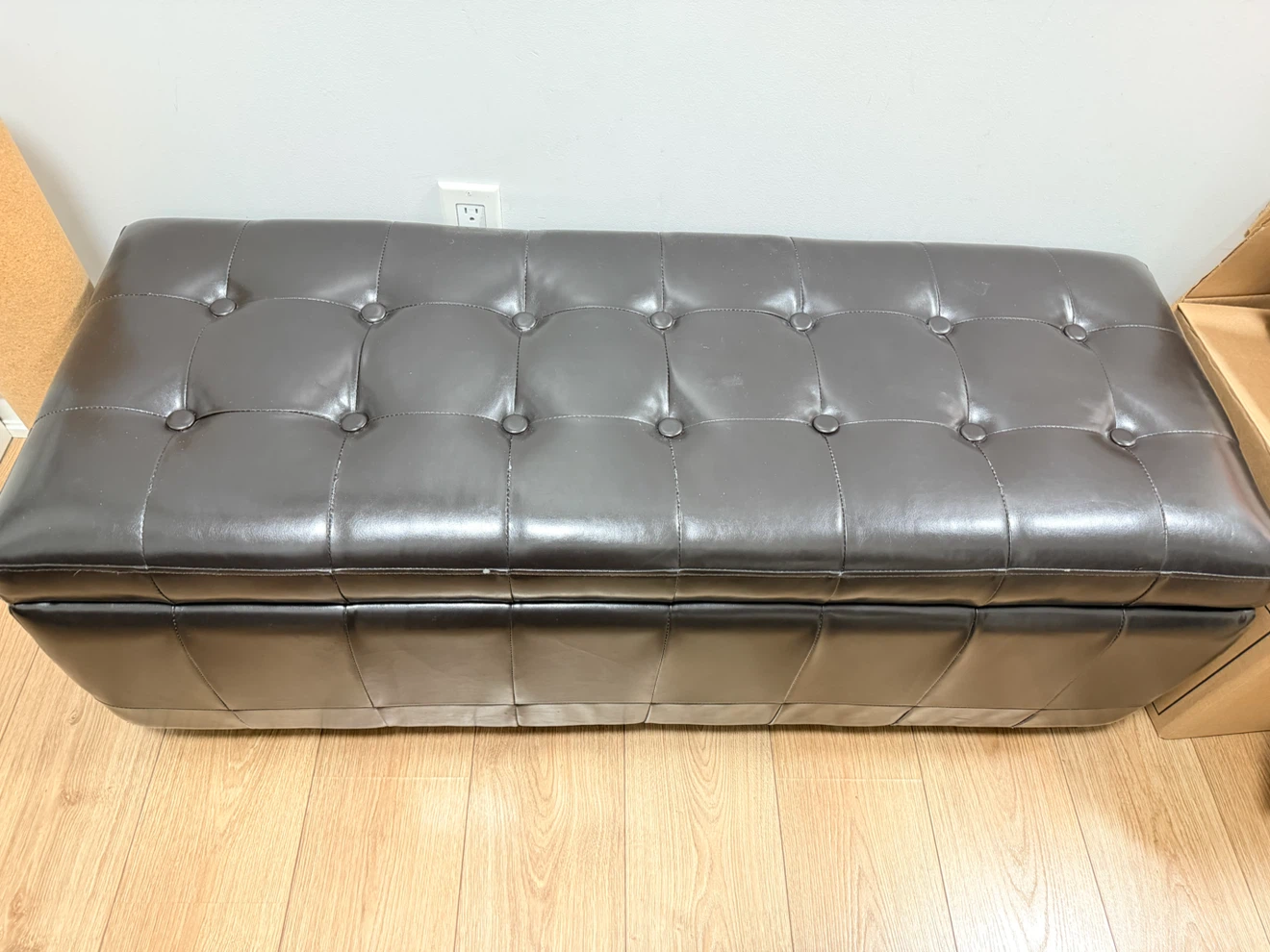 Tufted Faux Leather Storage Ottoman Bench - photo 3