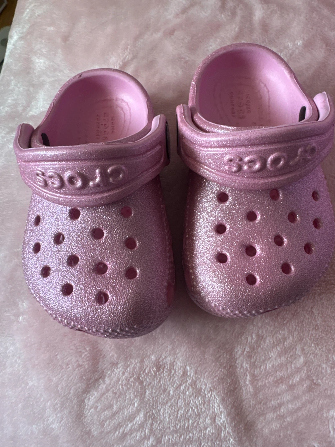 Pink Glitter Crocs Toddler Size 4C