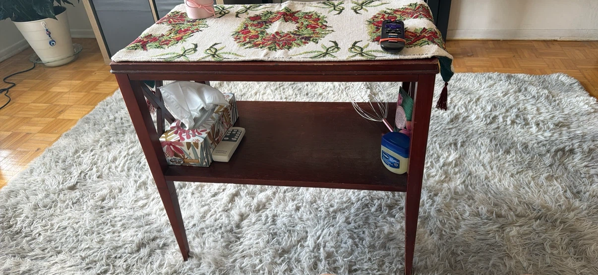 Wooden Side Table with Two Shelves