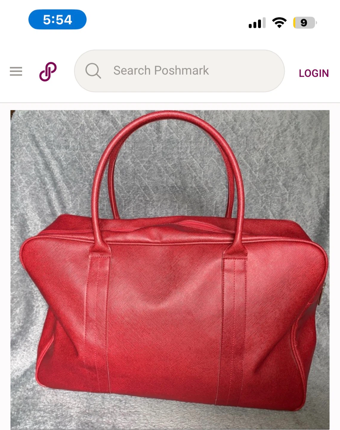 Red Faux Leather Duffle Bag Bn