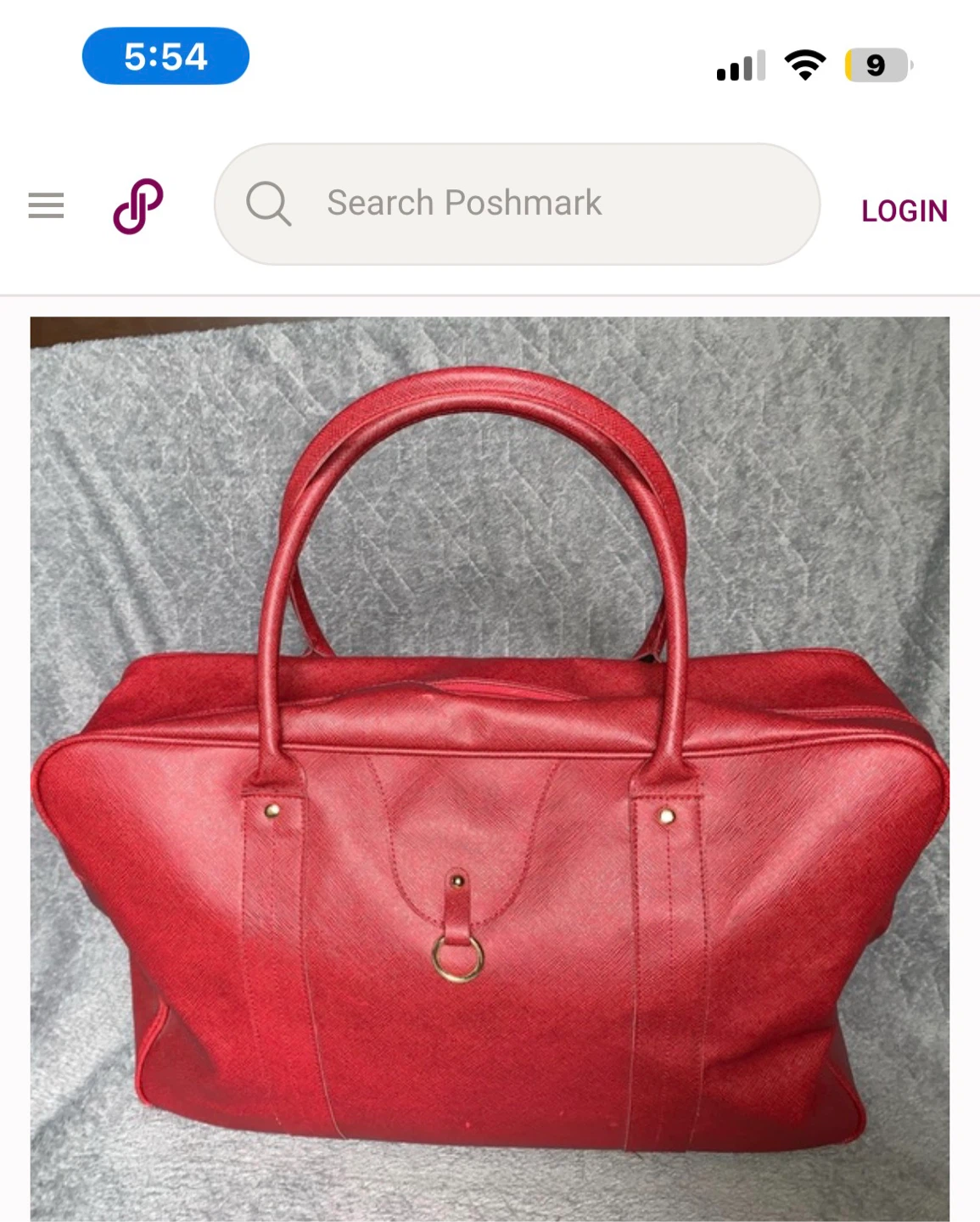 Red Faux Leather Duffle Bag Bn - photo 2