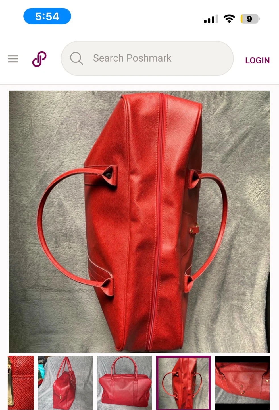 Red Faux Leather Duffle Bag Bn - photo 3