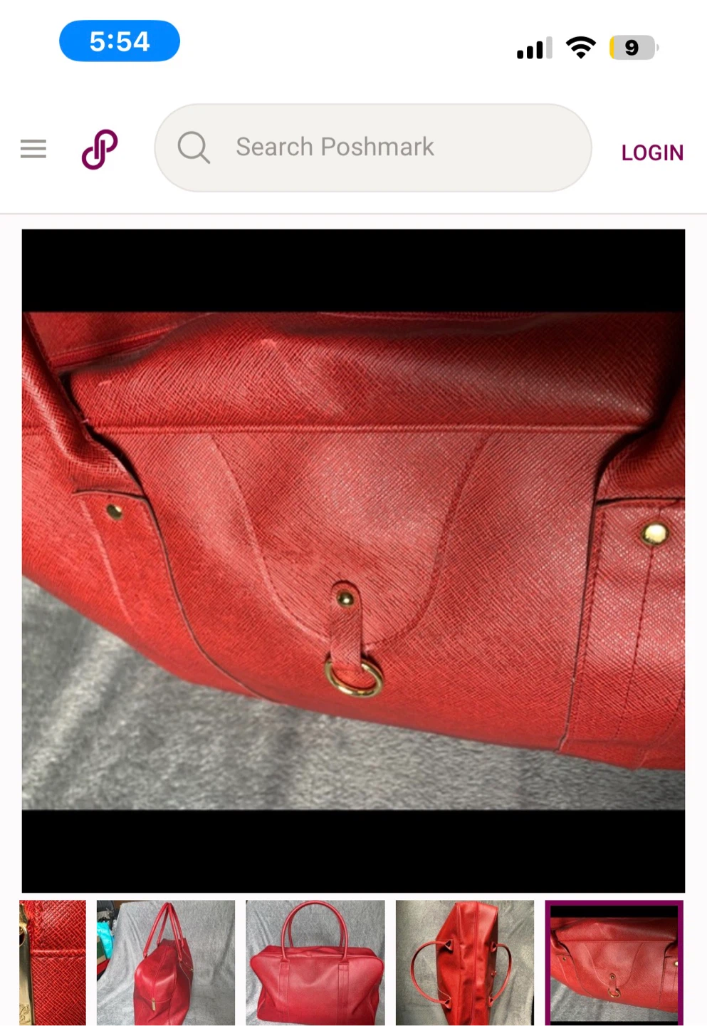 Red Faux Leather Duffle Bag Bn - photo 4