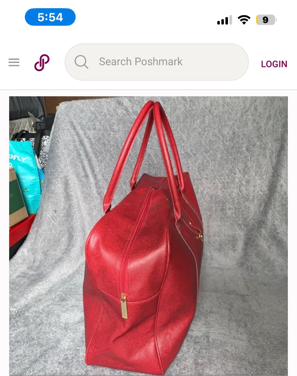 Red Faux Leather Duffle Bag Bn - photo 5