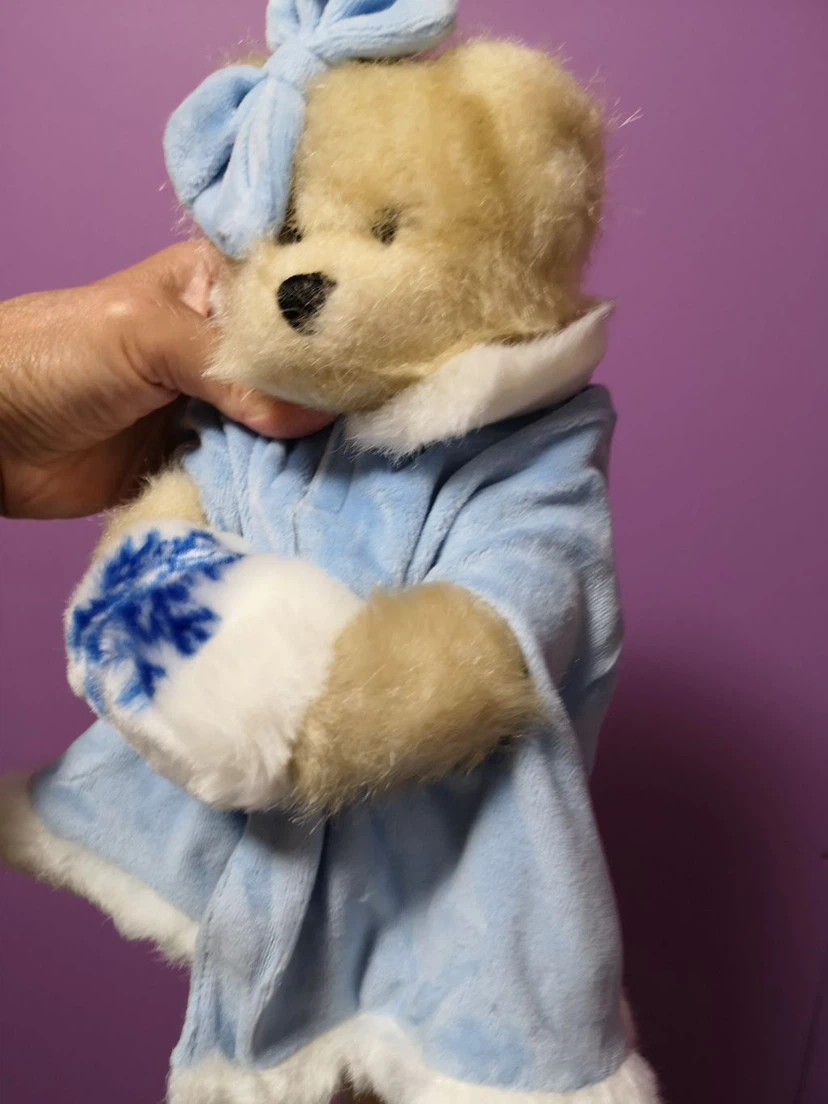 Plush Teddy Bear with Blue Winter Outfit