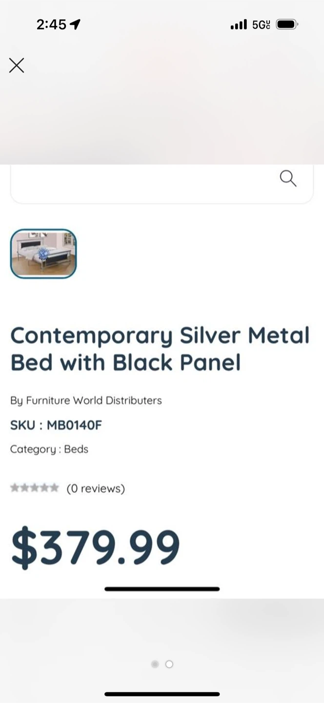 Contemporary Silver Metal Bed with Black Panel - photo 2
