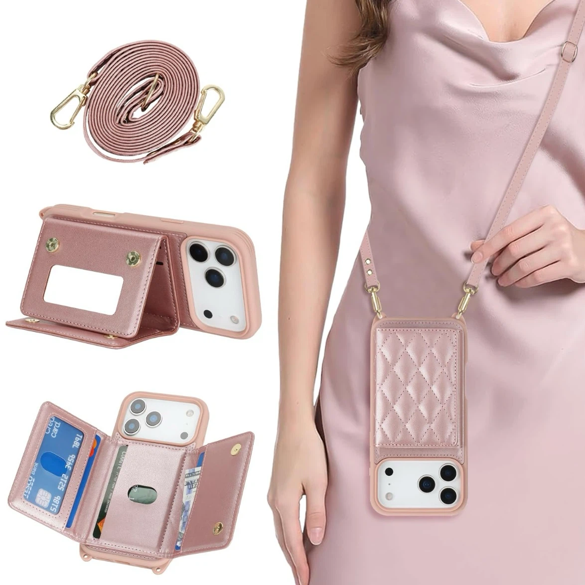 DEYHU IPhone 17 Pro Case With Card Holder And Strap