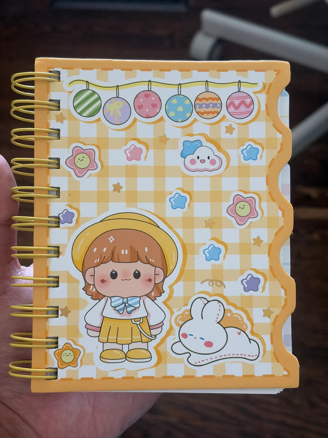 Cute Spiral Notebook with Kawaii Girl and Bunny Design