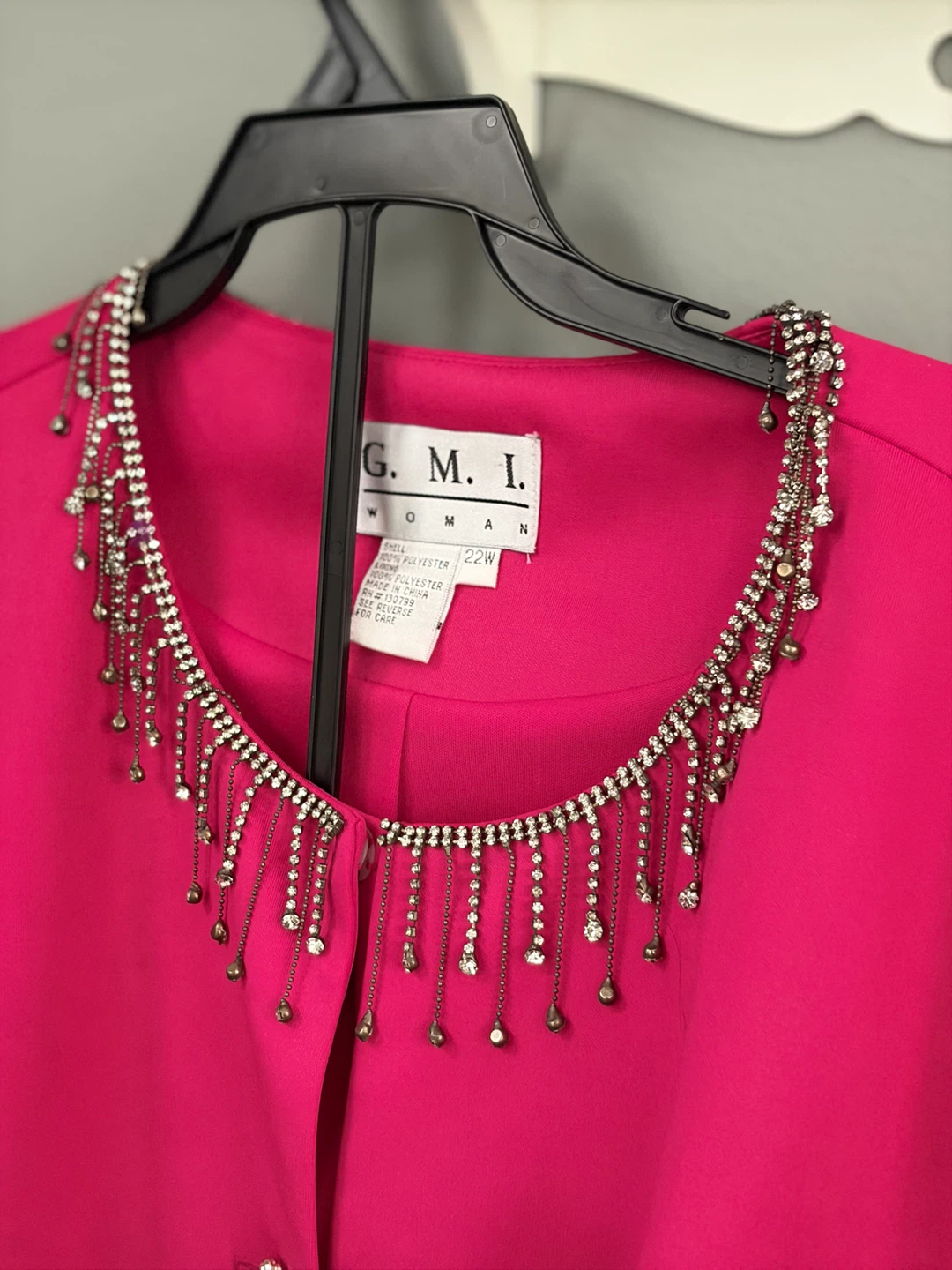 G.M.I. Woman Pink Rhinestone Trim Jacket and Pants Set - photo 5