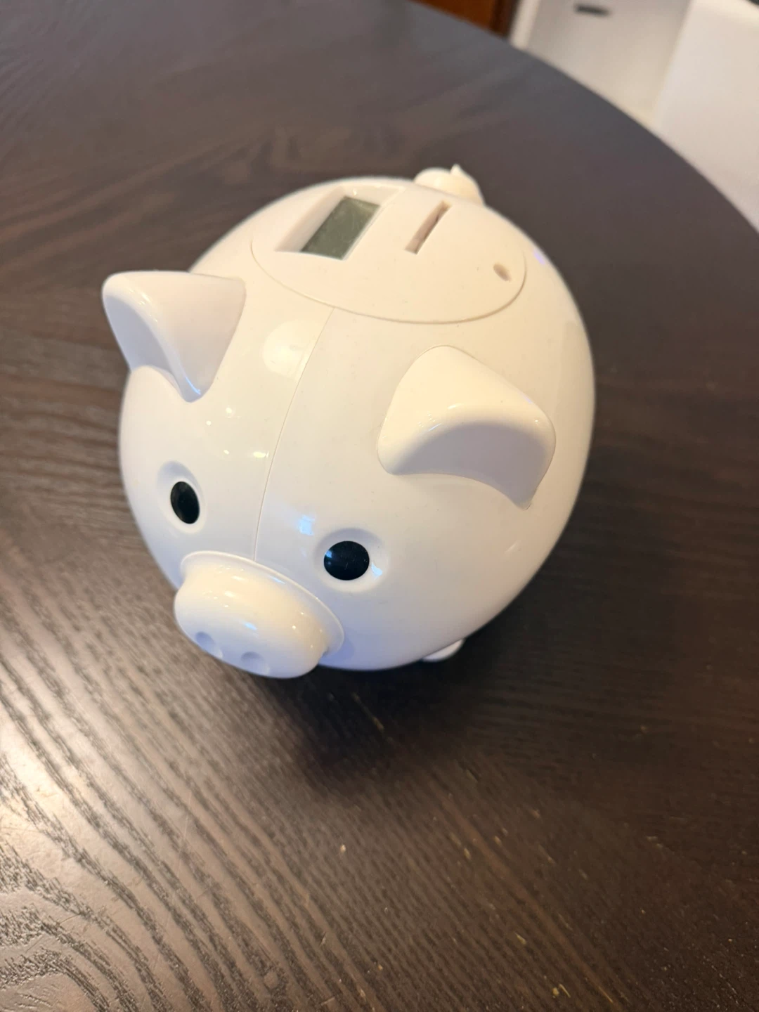 White Piggy Bank with Digital Display