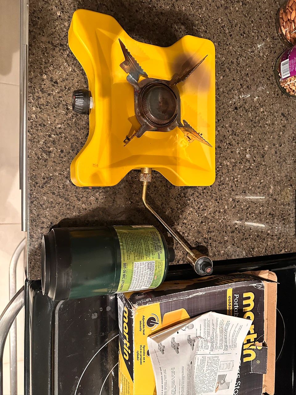 Camping burner, cooking pots, table, water tank, soap. - photo 2