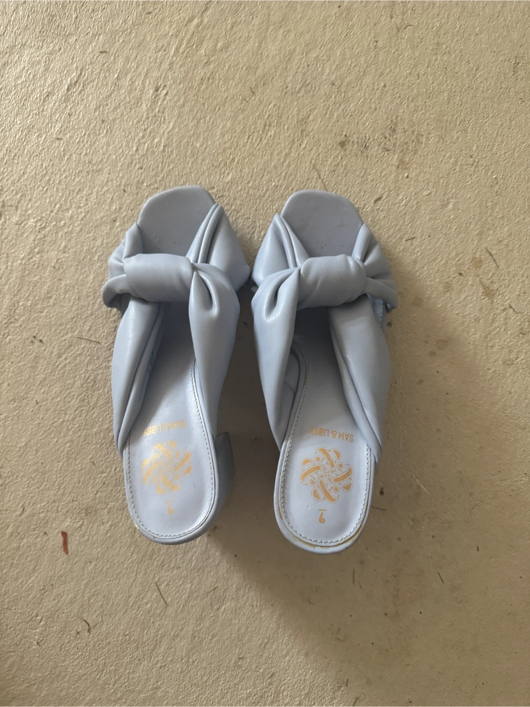 Sam & Libby Light Blue Twist Mules Size 9