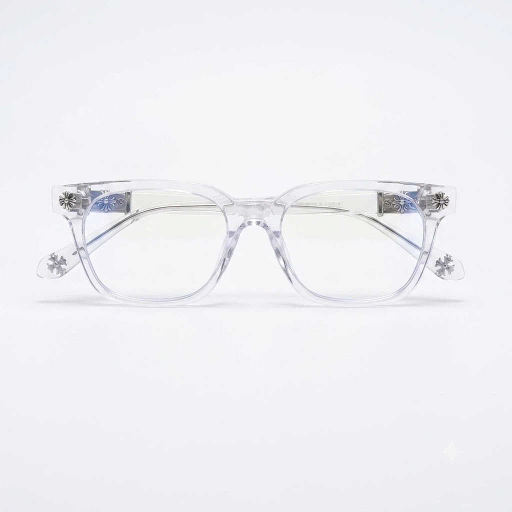 Chrome Hearts Style Clear Frame Glasses