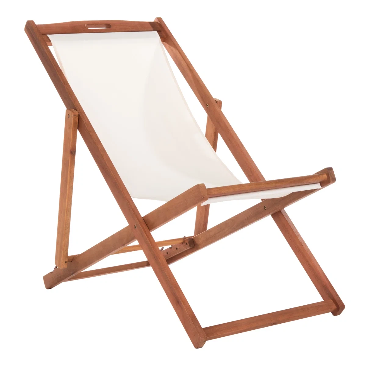 Moving out sale - Pair of Wooden Sling Chairs with White Fabric - photo 4