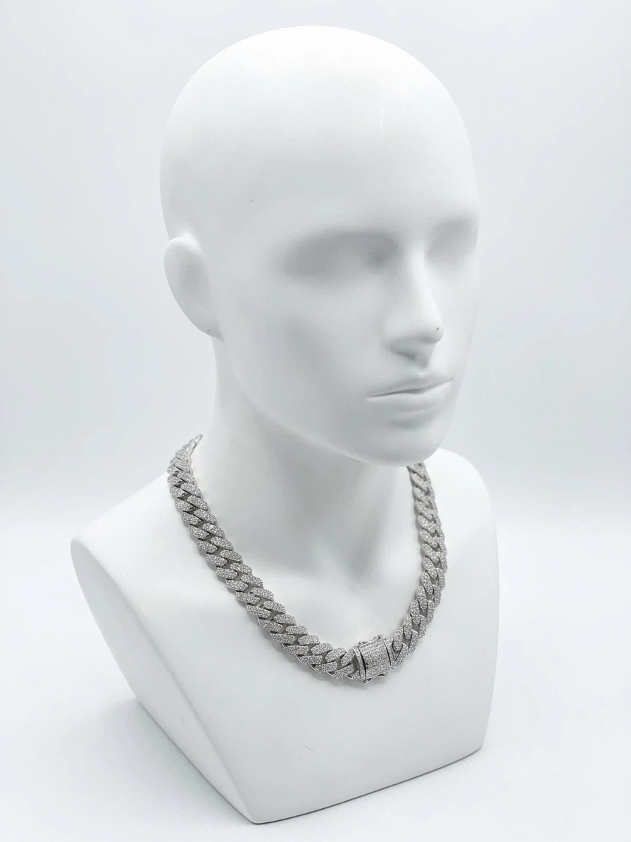 Sparkly Cuban Link Chain Necklace and Bracelet Set - photo 4