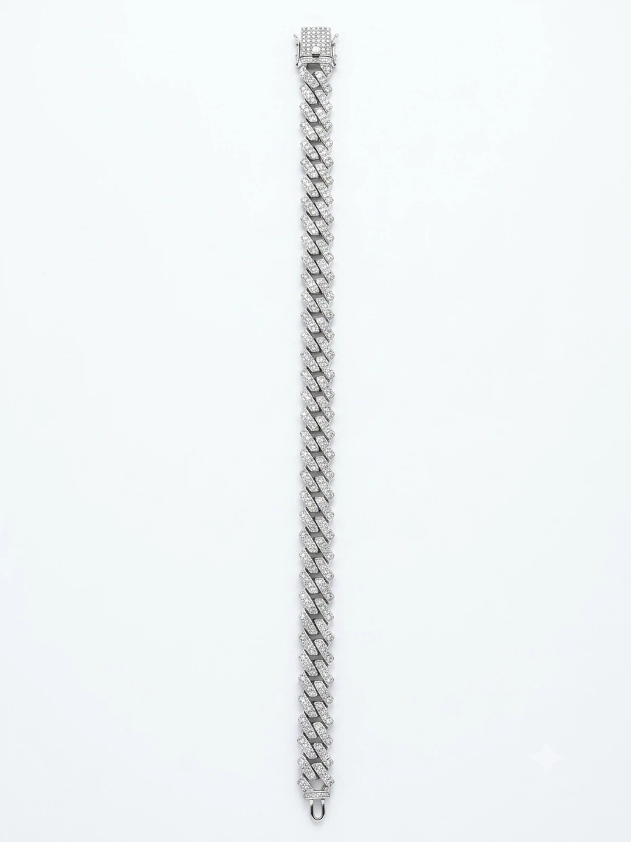 Sparkly Cuban Link Chain Necklace and Bracelet Set - photo 5
