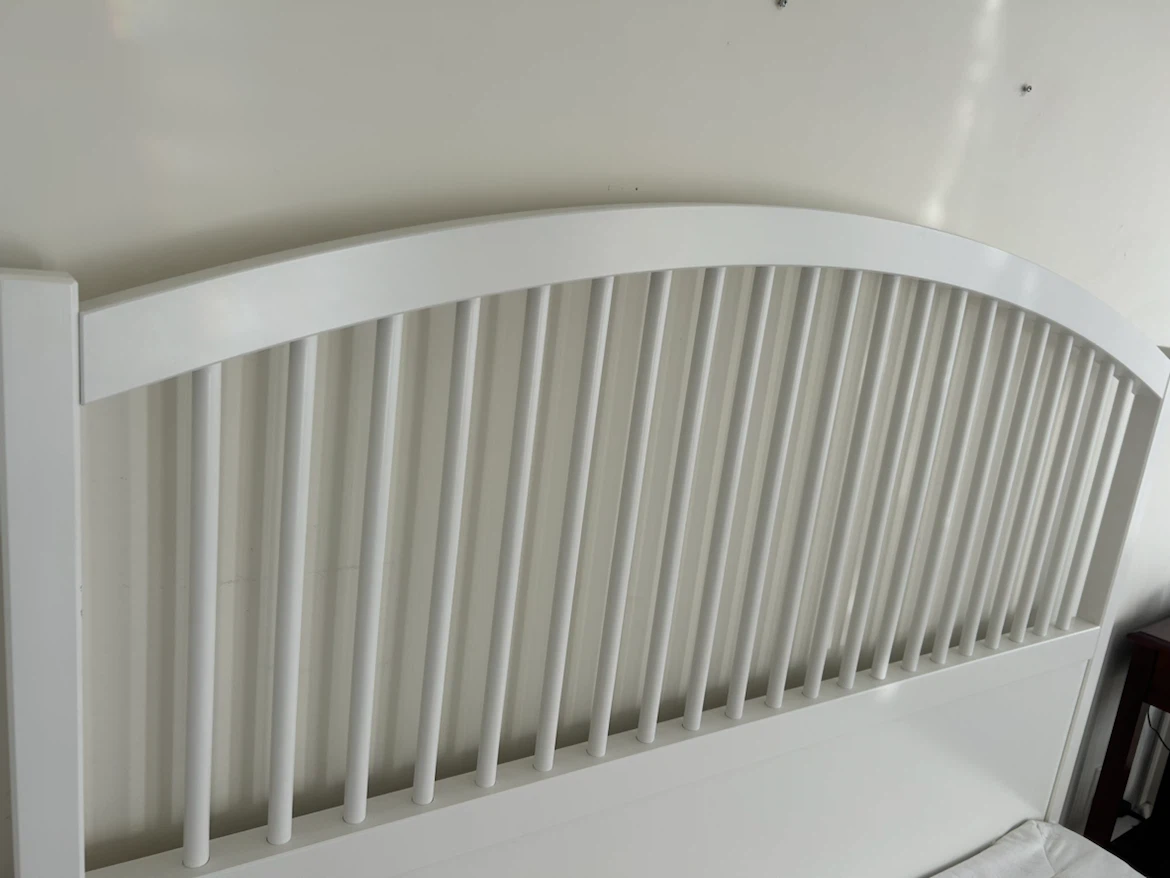Ikea White Wooden Bed Frame and Boxspring - photo 3
