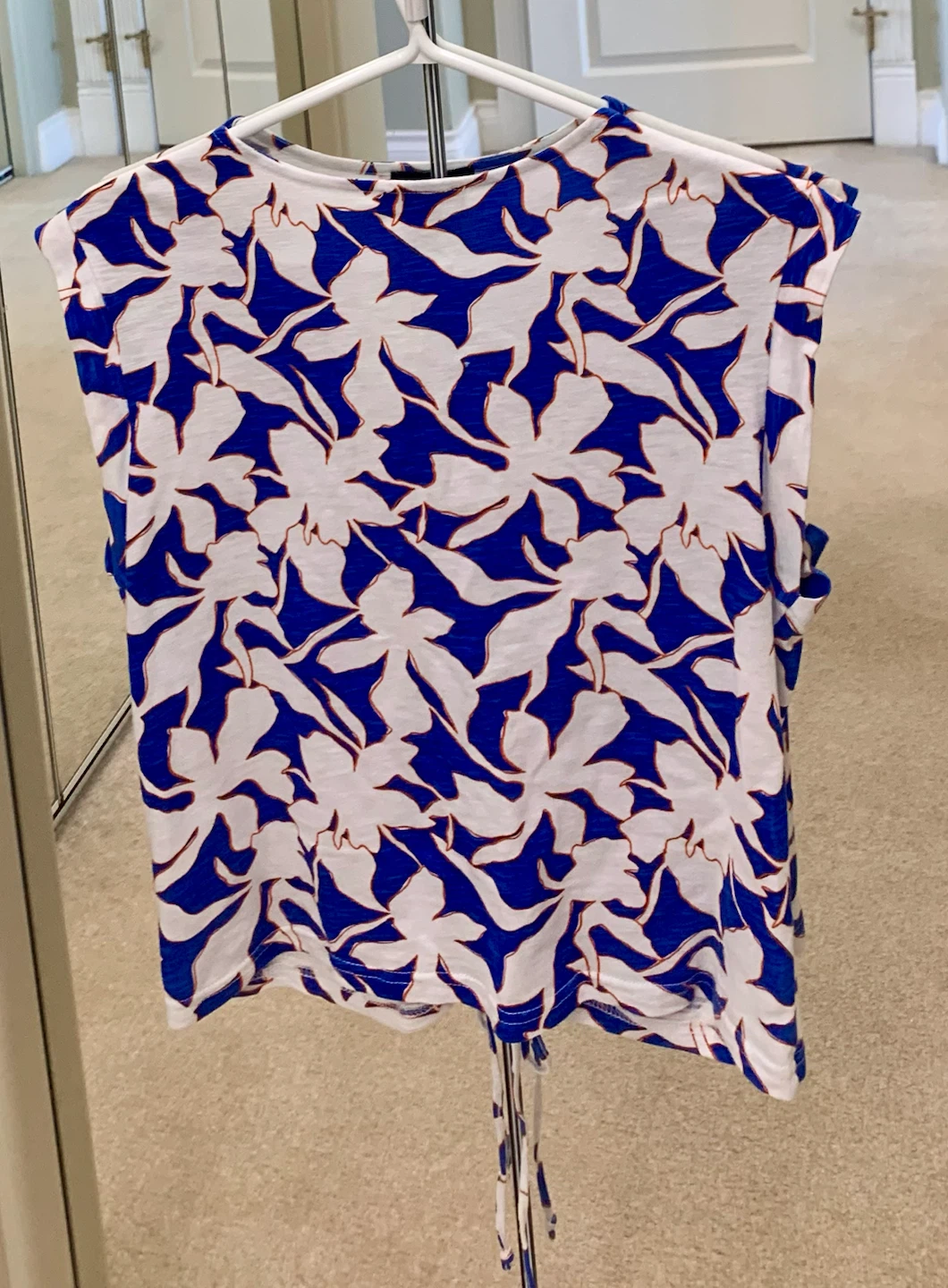 Tribal Blue & White Floral Ruched Tank Top TP/XS - photo 2