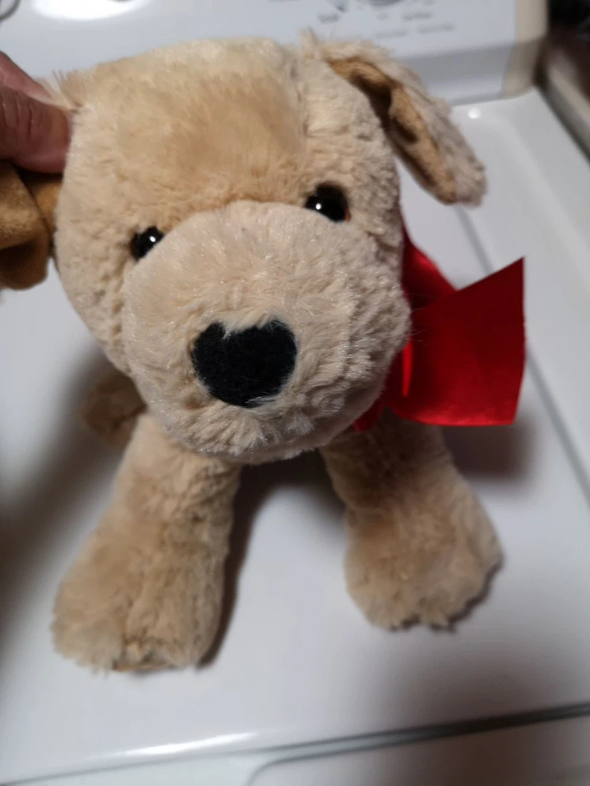 Plush Golden Retriever Dog with Red Bow - photo 2
