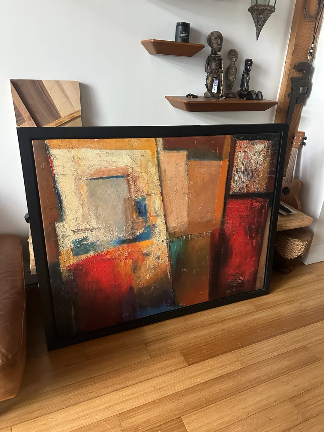LARGE VINTAGE IKEA HALLARYD ABSTRACT MCM STYLE PAINTING