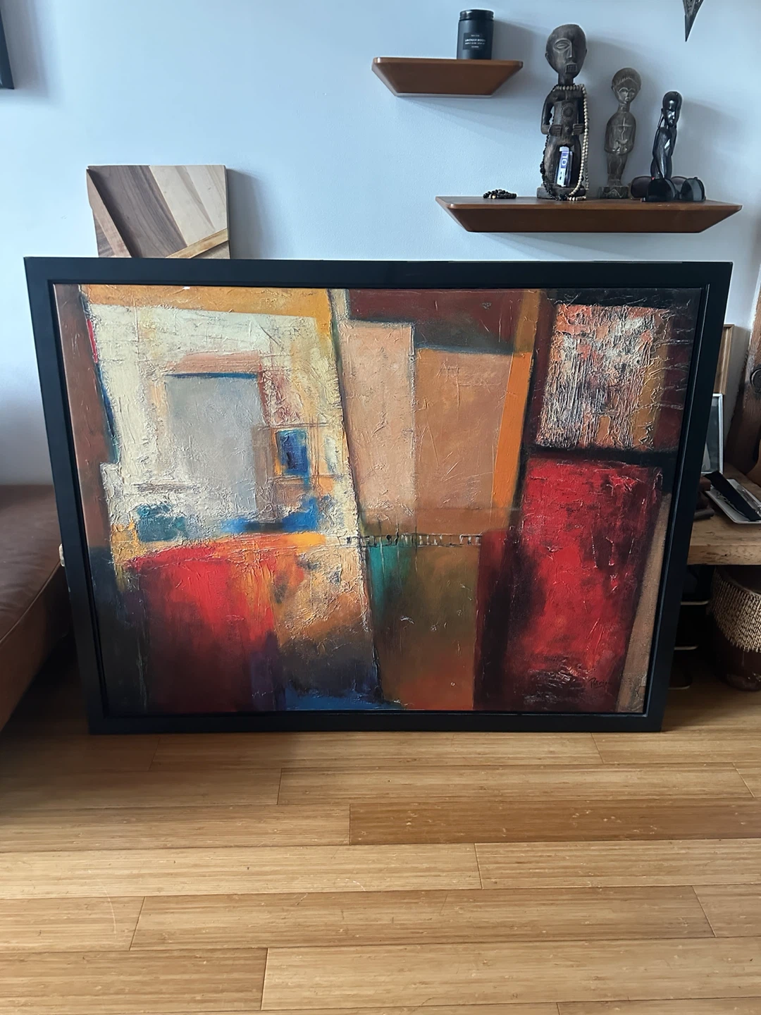 LARGE VINTAGE IKEA HALLARYD ABSTRACT MCM STYLE PAINTING - photo 2