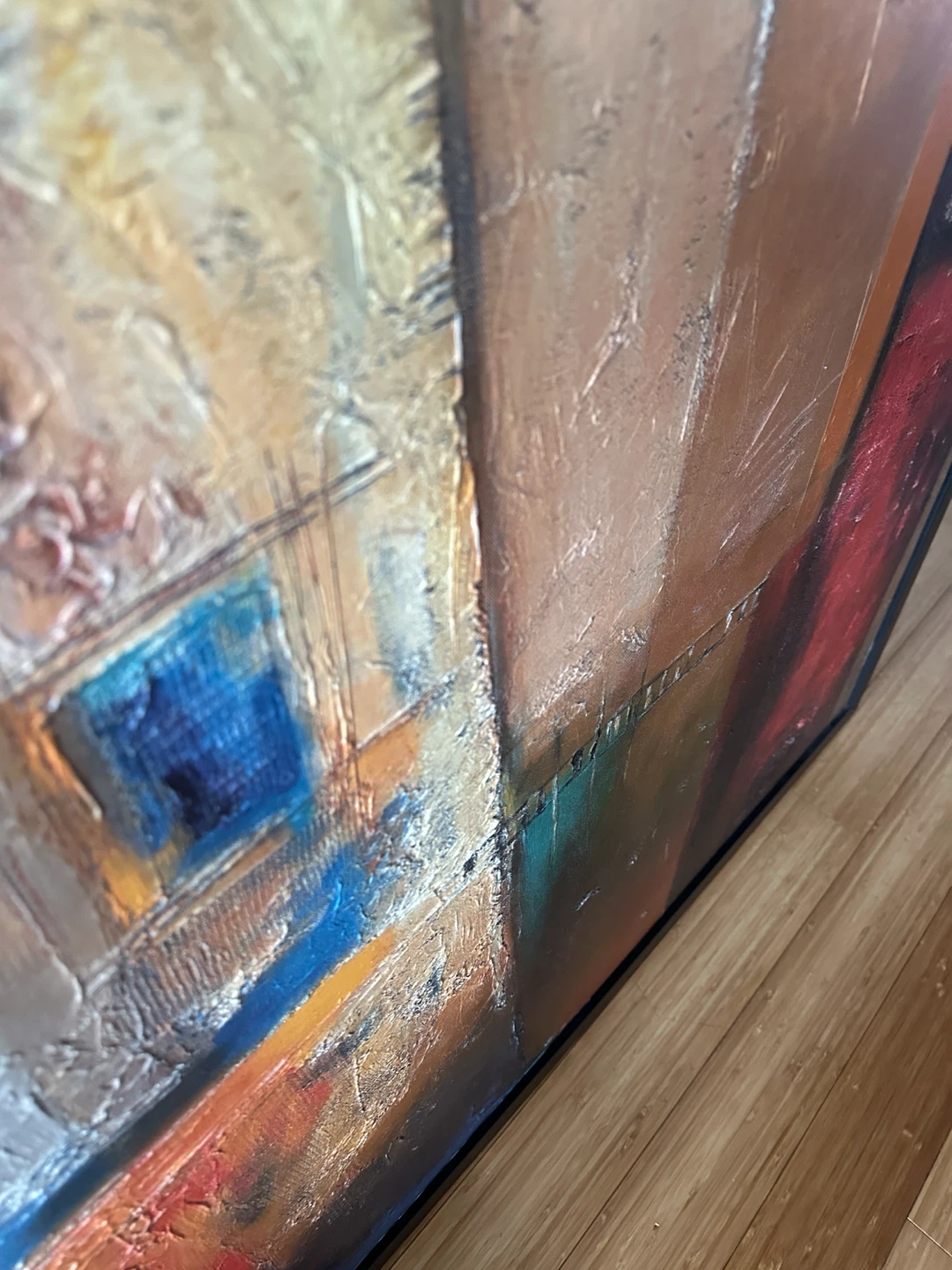 LARGE VINTAGE IKEA HALLARYD ABSTRACT MCM STYLE PAINTING - photo 4