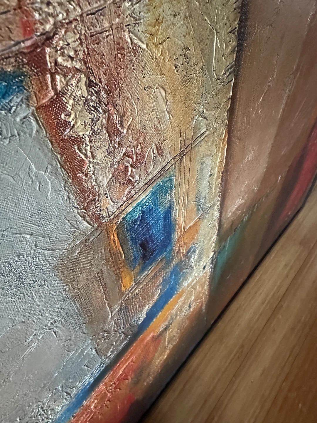 LARGE VINTAGE IKEA HALLARYD ABSTRACT MCM STYLE PAINTING - photo 5